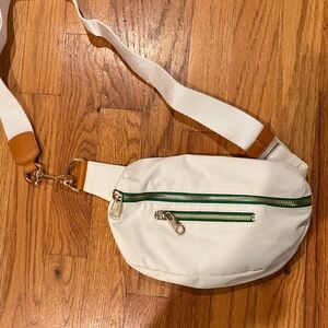 Boulevard White Crossbody Bag with Green Accents NWT